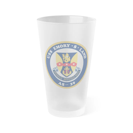 USS Emory S Land AS 39 (U.S. Navy) Frosted Pint Glass 16oz-Go Mug Yourself