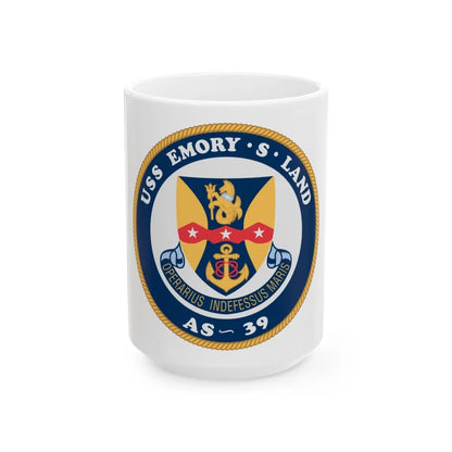 USS Emory S Land AS 39 (U.S. Navy) White Coffee Mug-15oz-Go Mug Yourself