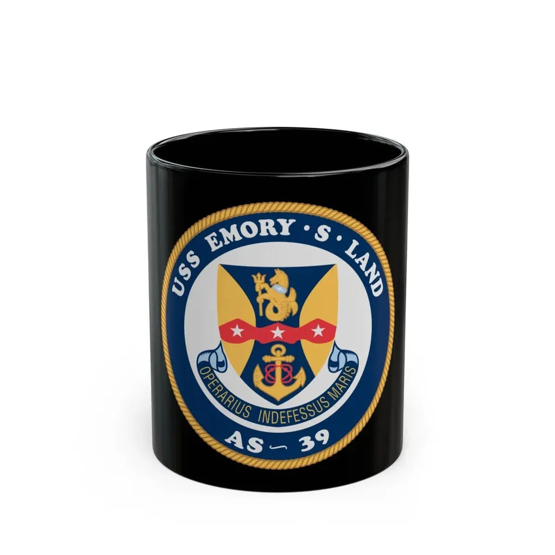 USS Emory S Land AS 39 (U.S. Navy) Black Coffee Mug 11oz - Go Mug Yourself