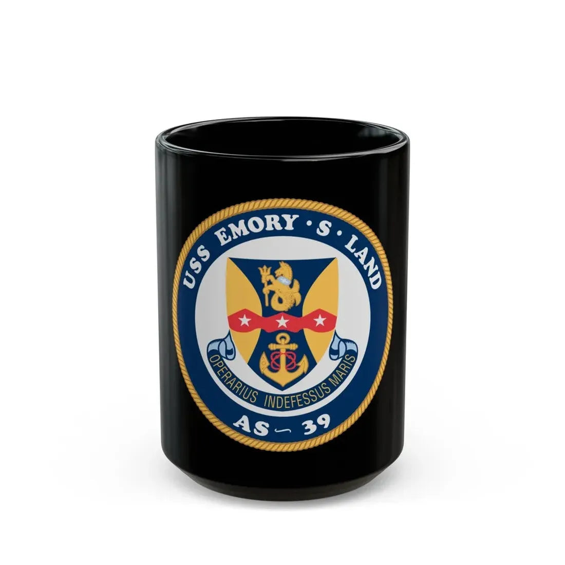 USS Emory S Land AS 39 (U.S. Navy) Black Coffee Mug 15oz - Go Mug Yourself