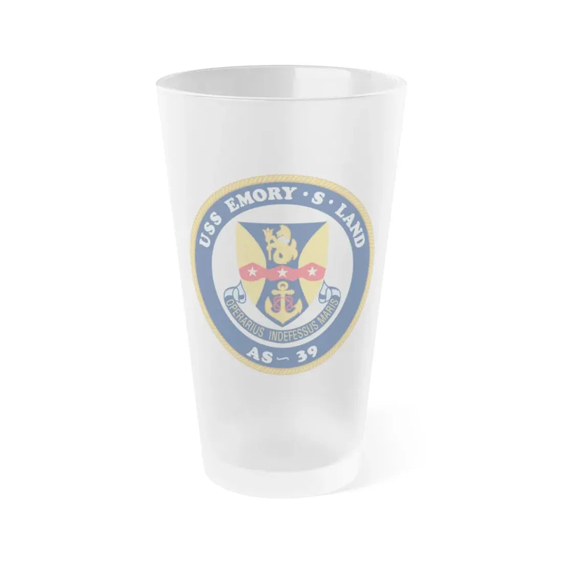 USS Emory S Land AS 39 (U.S. Navy) Frosted Pint Glass 16oz Default Title - Go Mug Yourself