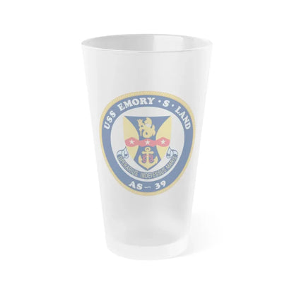 USS Emory S Land AS 39 (U.S. Navy) Frosted Pint Glass 16oz Default Title - Go Mug Yourself