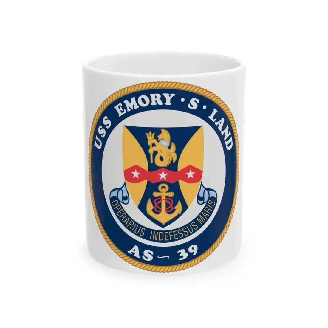 USS Emory S Land AS 39 (U.S. Navy) White Coffee Mug 11oz - Go Mug Yourself