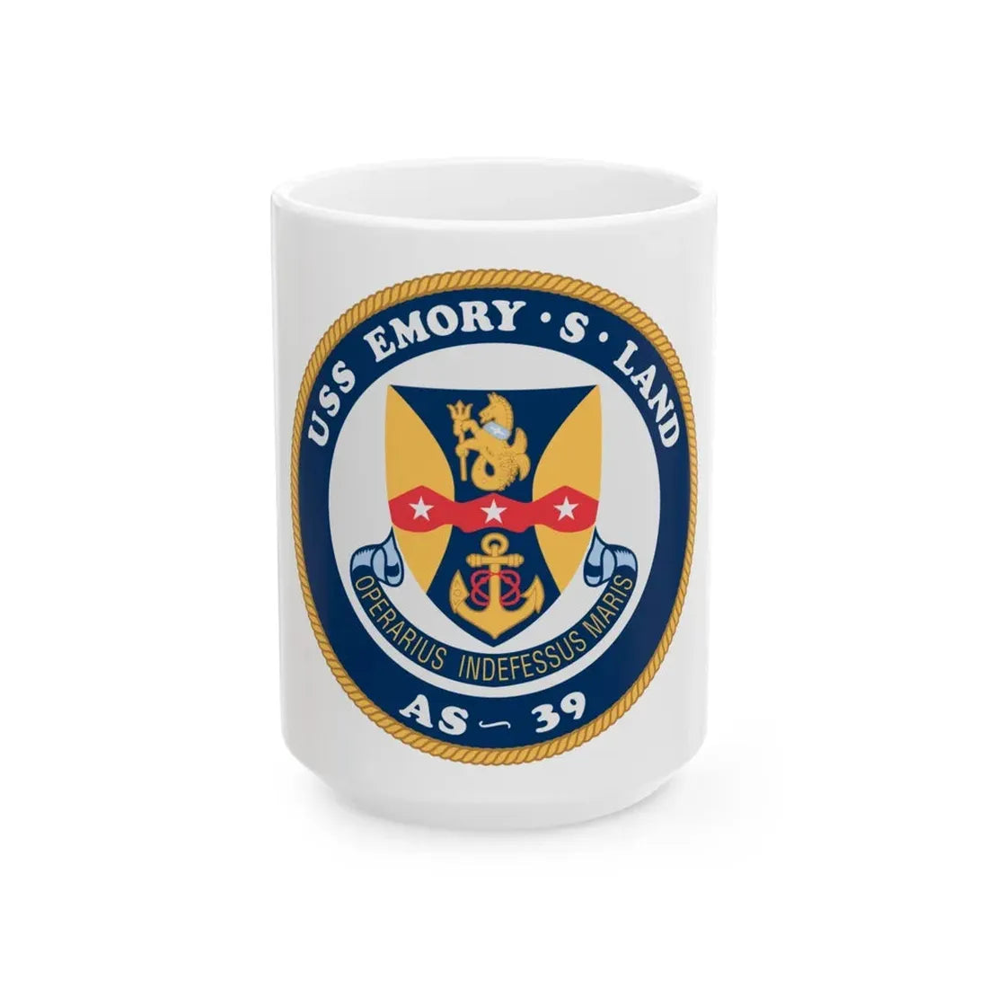 USS Emory S Land AS 39 (U.S. Navy) White Coffee Mug 15oz - Go Mug Yourself