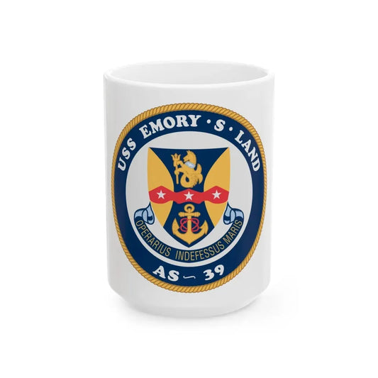 USS Emory S Land AS 39 (U.S. Navy) White Coffee Mug 15oz - Go Mug Yourself