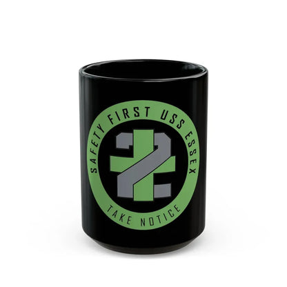 USS Essex LHD 2 Safety 1st (U.S. Navy) Black Coffee Mug 15oz - Go Mug Yourself