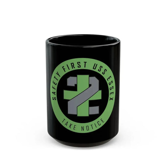 USS Essex LHD 2 Safety 1st (U.S. Navy) Black Coffee Mug 15oz - Go Mug Yourself