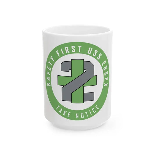 USS Essex LHD 2 Safety 1st (U.S. Navy) White Coffee Mug 15oz - Go Mug Yourself