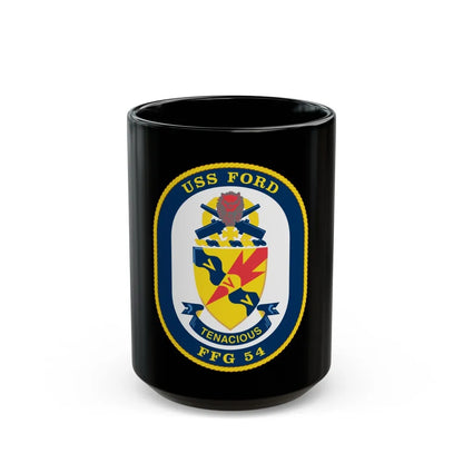 USS Ford FFG 54 (U.S. Navy) Black Coffee Mug-15oz-Go Mug Yourself