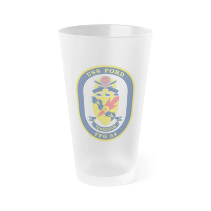 USS Ford FFG 54 (U.S. Navy) Frosted Pint Glass 16oz-Go Mug Yourself