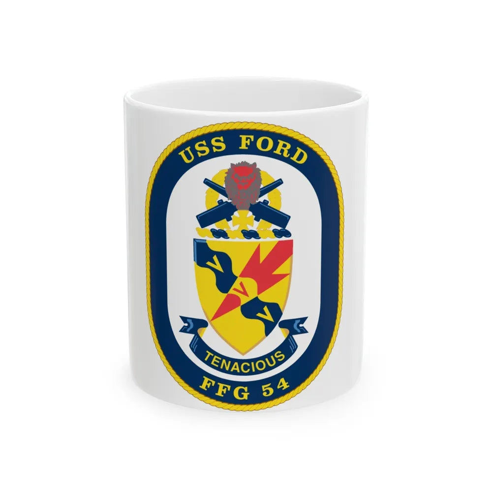 USS Ford FFG 54 (U.S. Navy) White Coffee Mug-11oz-Go Mug Yourself