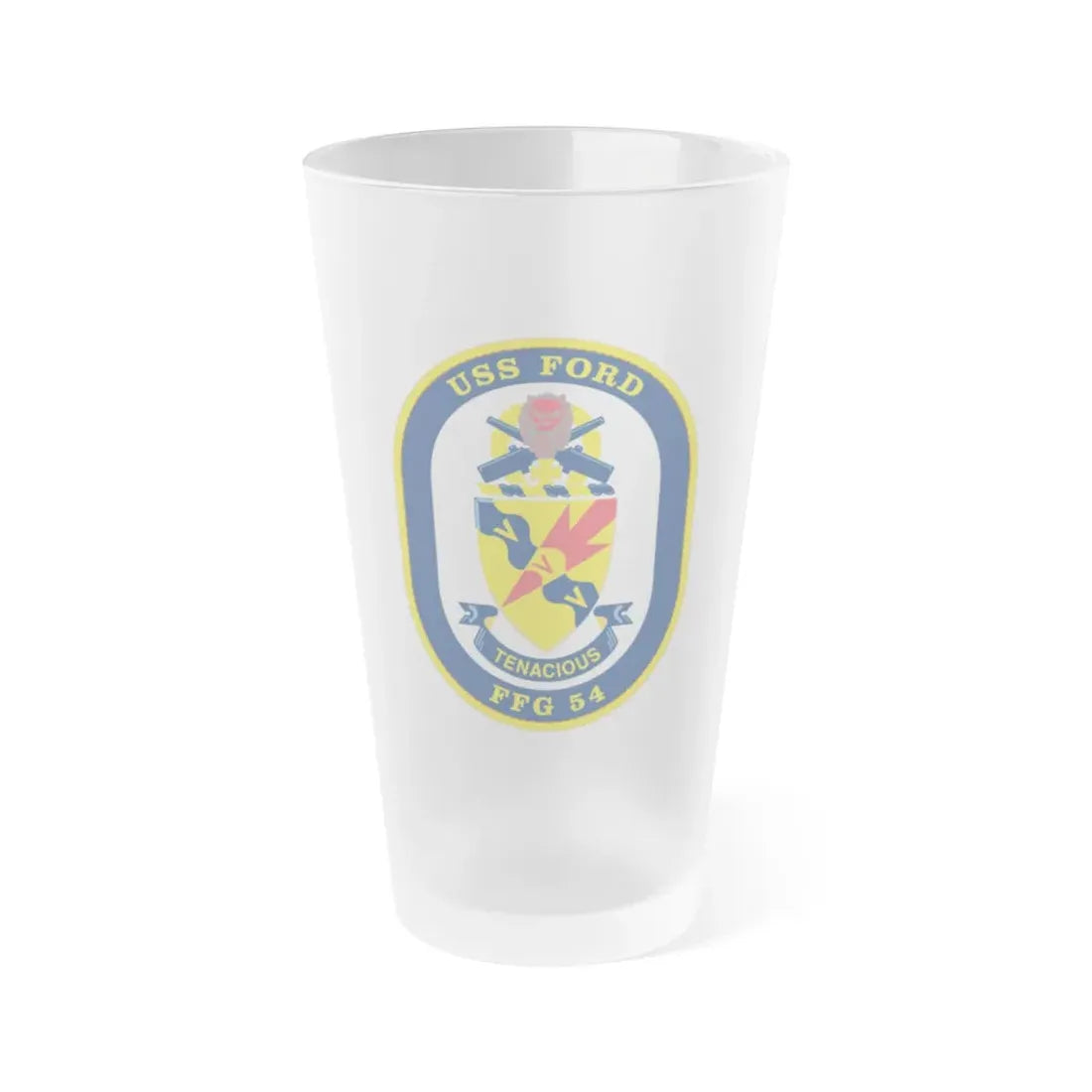 USS Ford FFG 54 (U.S. Navy) Frosted Pint Glass 16oz Default Title - Go Mug Yourself