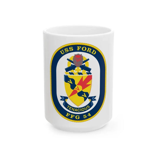 USS Ford FFG 54 (U.S. Navy) White Coffee Mug 15oz - Go Mug Yourself