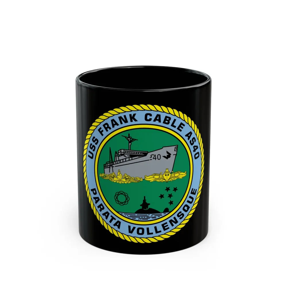 USS Frank Cable AS40 Parata Vollensque (U.S. Navy) Black Coffee Mug-11oz-Go Mug Yourself