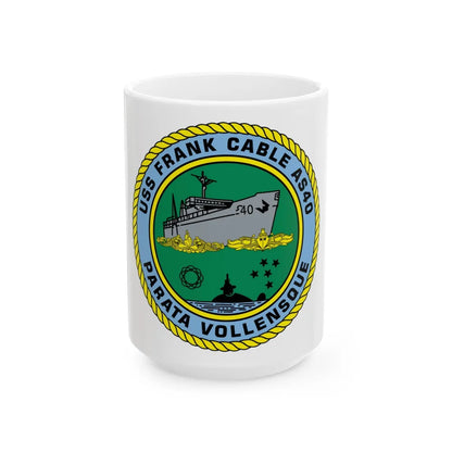 USS Frank Cable AS40 Parata Vollensque (U.S. Navy) White Coffee Mug-15oz-Go Mug Yourself