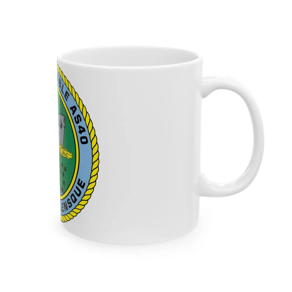 USS Frank Cable AS40 Parata Vollensque (U.S. Navy) White Coffee Mug-Go Mug Yourself