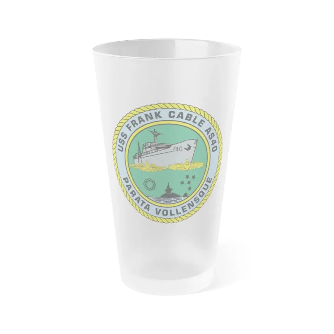 USS Frank Cable AS40 Parata Vollensque (U.S. Navy) Frosted Pint Glass 16oz Default Title - Go Mug Yourself