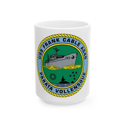 USS Frank Cable AS40 Parata Vollensque (U.S. Navy) White Coffee Mug 15oz - Go Mug Yourself