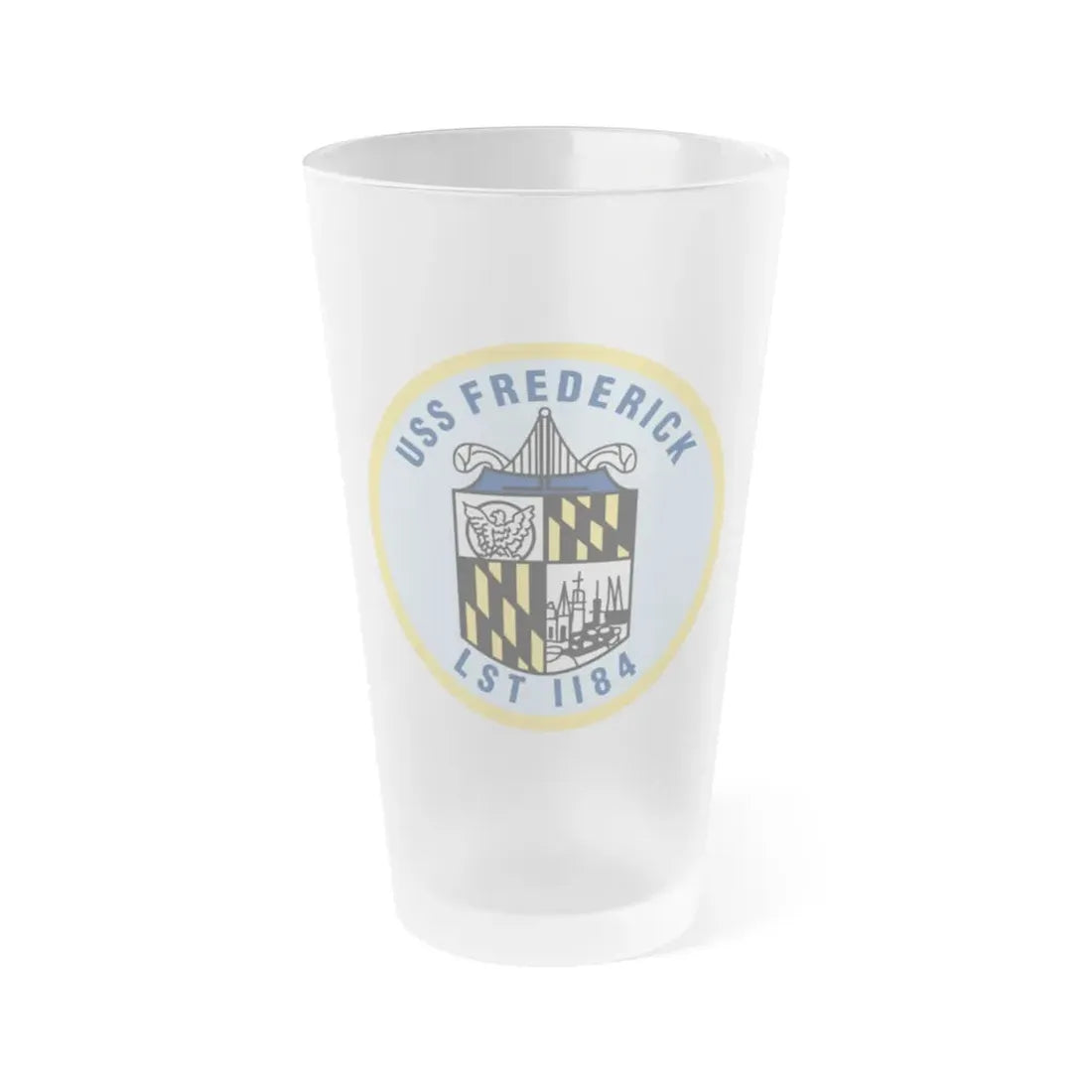 USS Frederick LST 1184 (U.S. Navy) Frosted Pint Glass 16oz Default Title - Go Mug Yourself