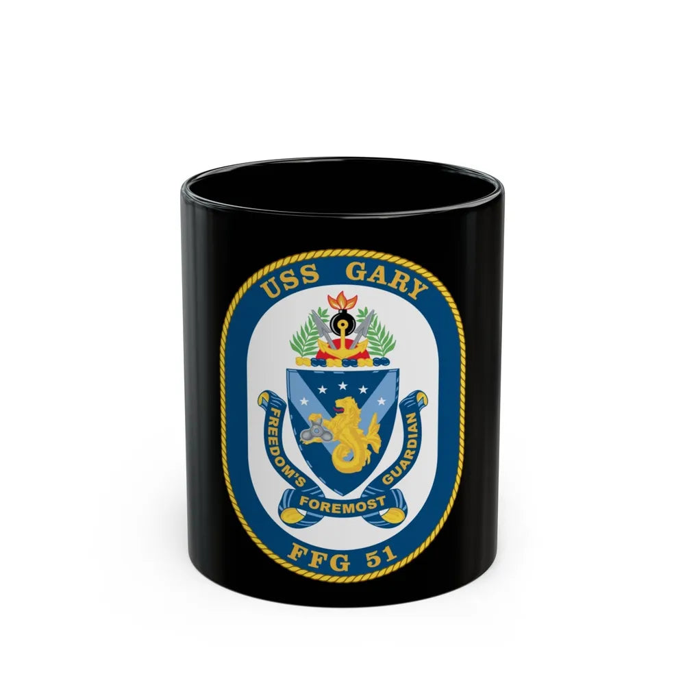 USS Gary FFG 51 (U.S. Navy) Black Coffee Mug-11oz-Go Mug Yourself