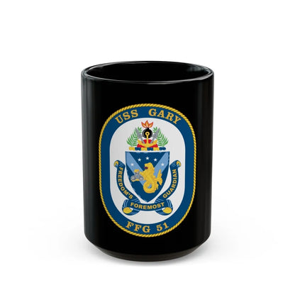 USS Gary FFG 51 (U.S. Navy) Black Coffee Mug-15oz-Go Mug Yourself