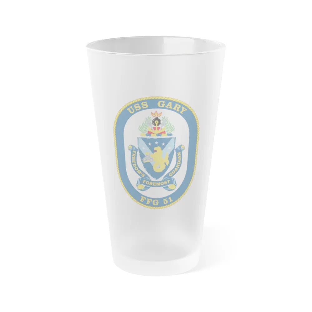 USS Gary FFG 51 (U.S. Navy) Frosted Pint Glass 16oz-Go Mug Yourself