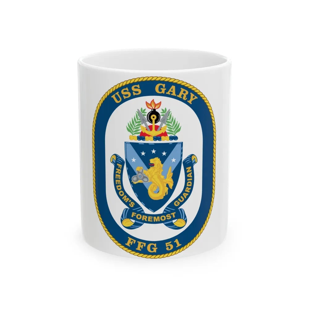 USS Gary FFG 51 (U.S. Navy) White Coffee Mug-11oz-Go Mug Yourself