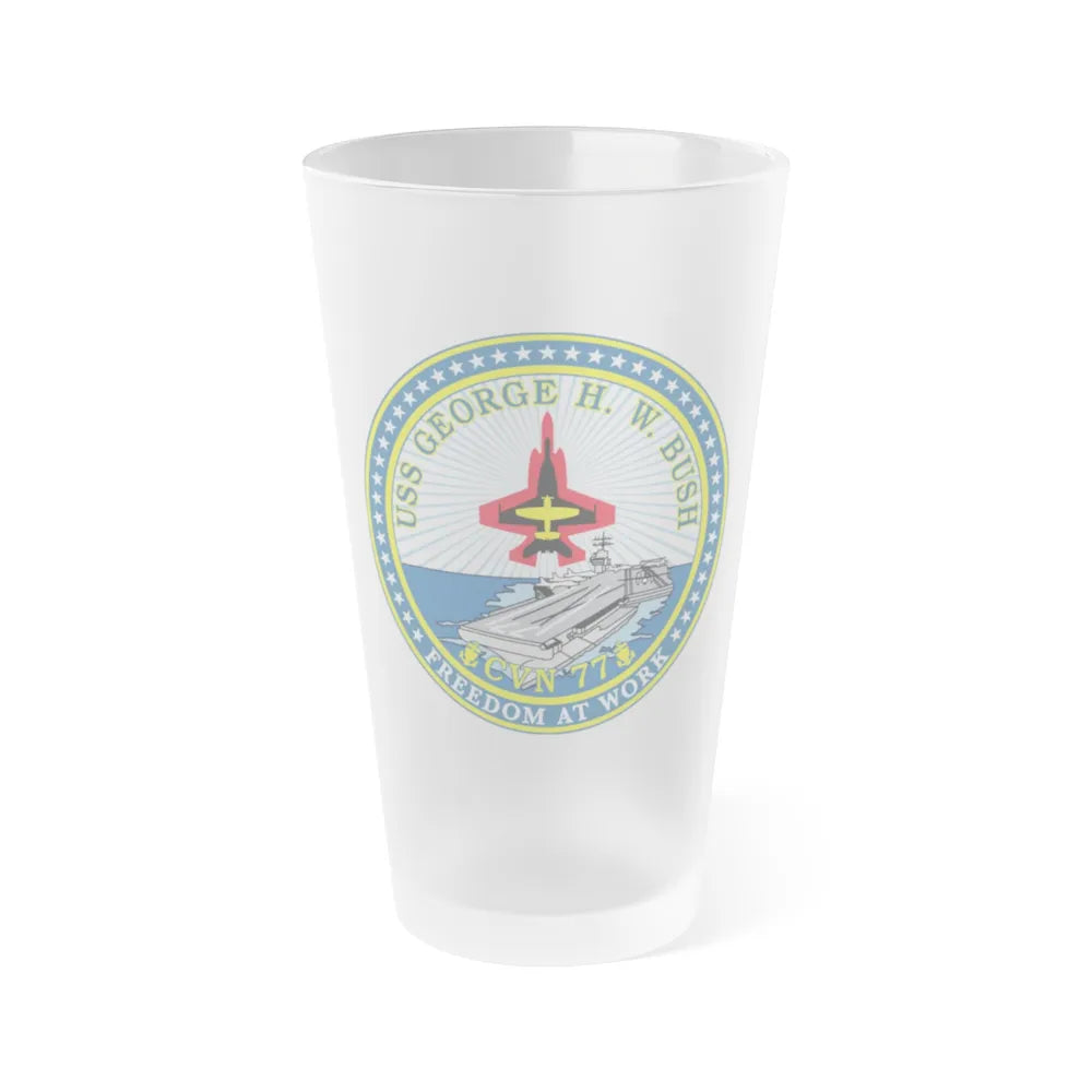 USS George HW Bush CVN 77 (U.S. Navy) Frosted Pint Glass 16oz-Go Mug Yourself