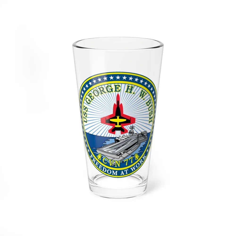 USS George HW Bush CVN 77 (U.S. Navy) Pint Glass 16oz-16oz-Go Mug Yourself