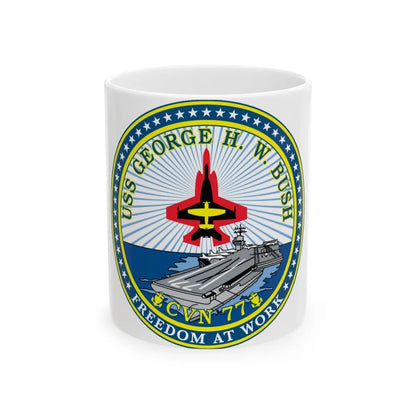 USS George HW Bush CVN 77 (U.S. Navy) White Coffee Mug-11oz-Go Mug Yourself