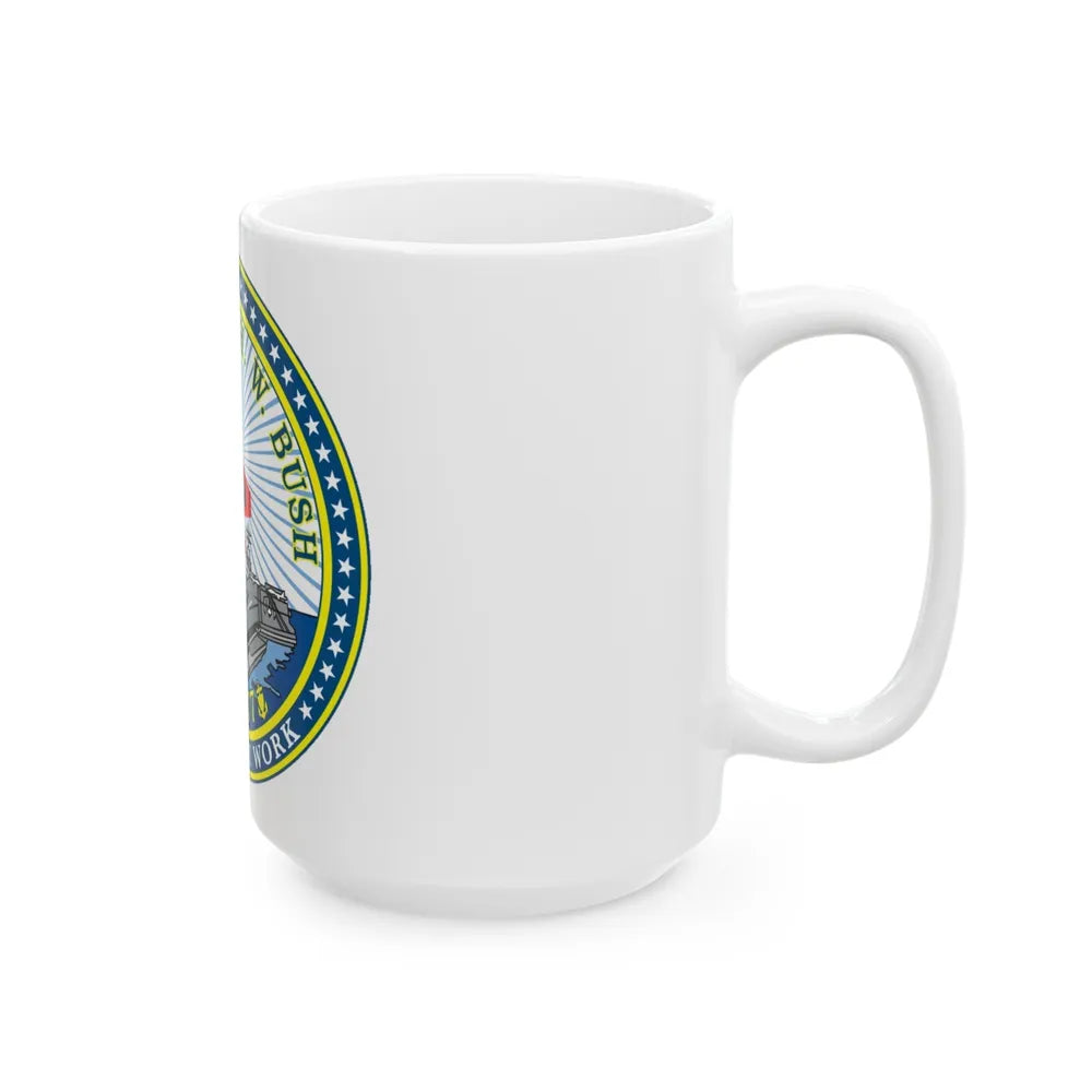 USS George HW Bush CVN 77 (U.S. Navy) White Coffee Mug-Go Mug Yourself