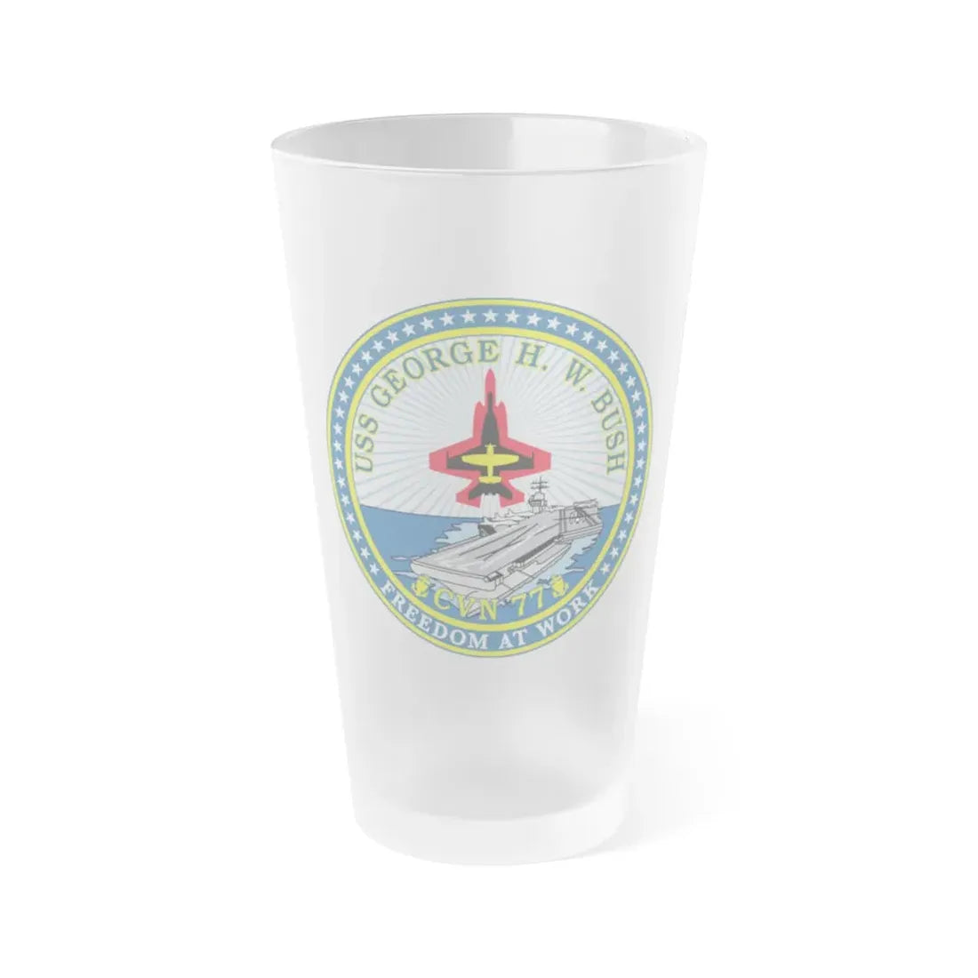 USS George HW Bush CVN 77 (U.S. Navy) Frosted Pint Glass 16oz Default Title - Go Mug Yourself