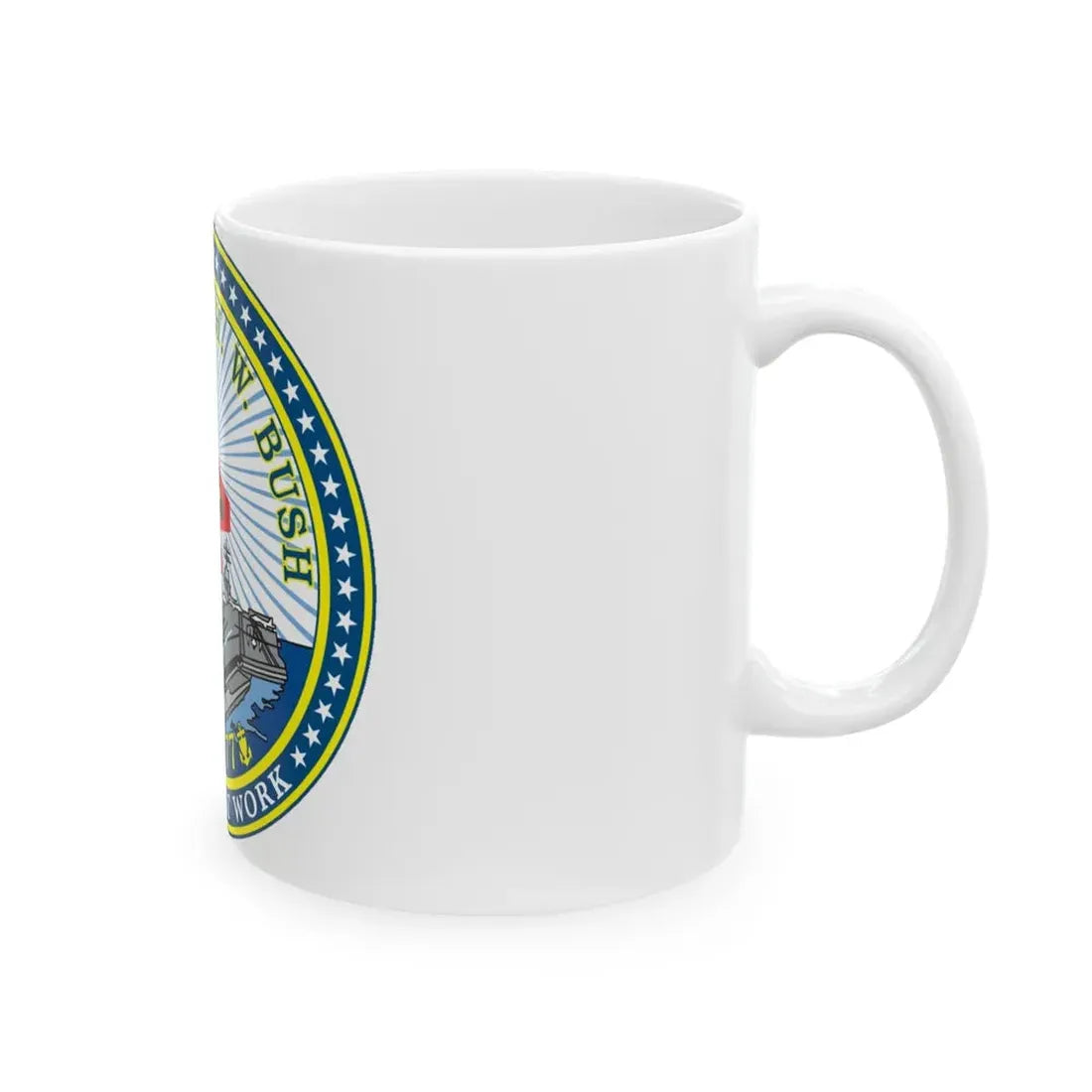USS George HW Bush CVN 77 (U.S. Navy) White Coffee Mug - Go Mug Yourself