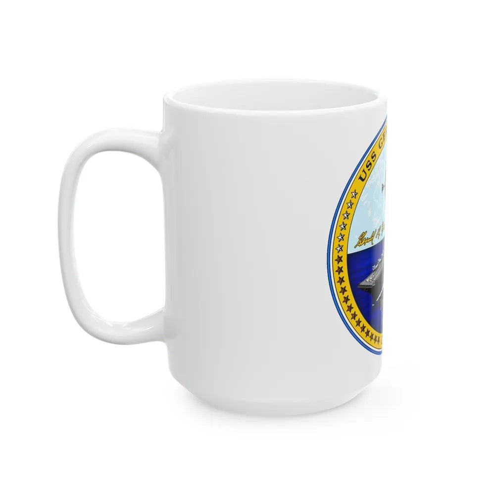 USS Gerald R Ford CVN 78 (U.S. Navy) White Coffee Mug-Go Mug Yourself