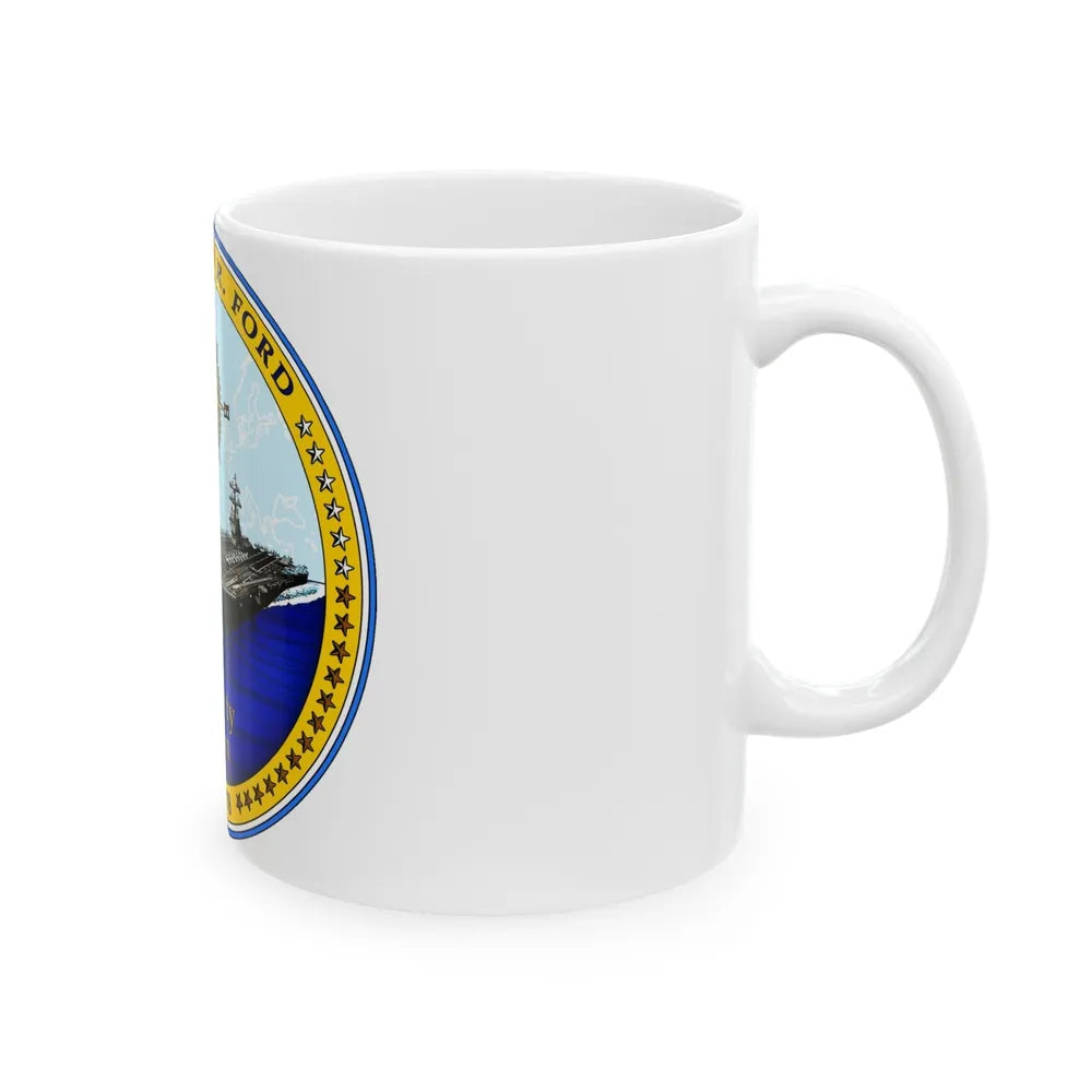 USS Gerald R Ford CVN 78 (U.S. Navy) White Coffee Mug-Go Mug Yourself