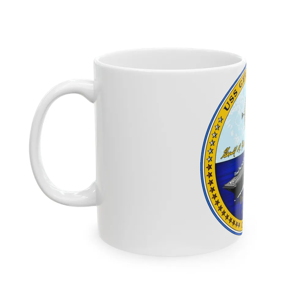 USS Gerald R Ford CVN 78 (U.S. Navy) White Coffee Mug-Go Mug Yourself