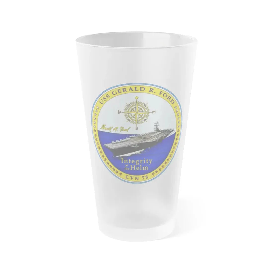 USS Gerald R Ford CVN 78 (U.S. Navy) Frosted Pint Glass 16oz Default Title - Go Mug Yourself