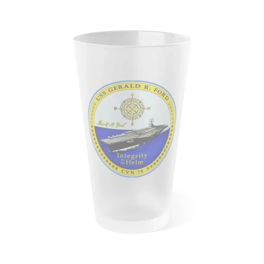 USS Gerald R Ford CVN 78 (U.S. Navy) Frosted Pint Glass 16oz Default Title - Go Mug Yourself