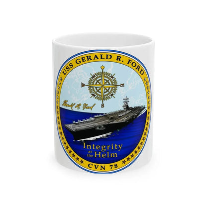USS Gerald R Ford CVN 78 (U.S. Navy) White Coffee Mug 11oz - Go Mug Yourself