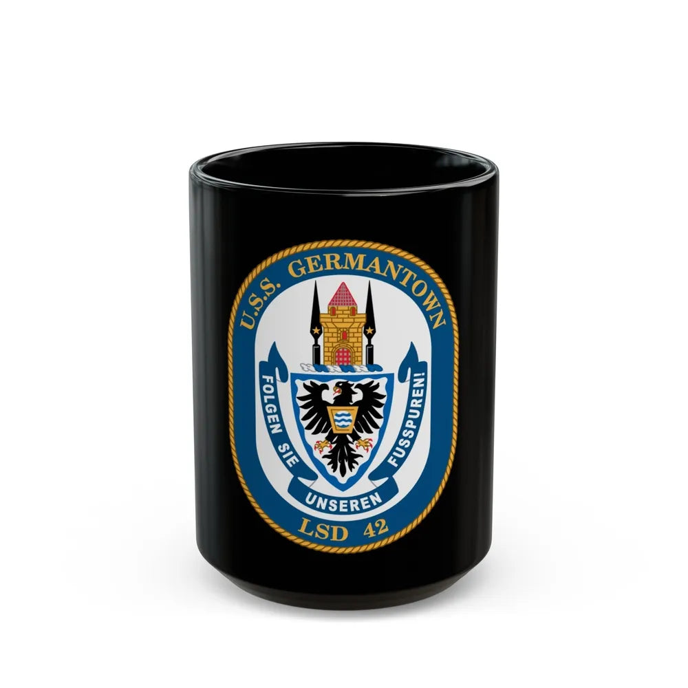 USS Germantown LSD 4 (U.S. Navy) Black Coffee Mug-15oz-Go Mug Yourself