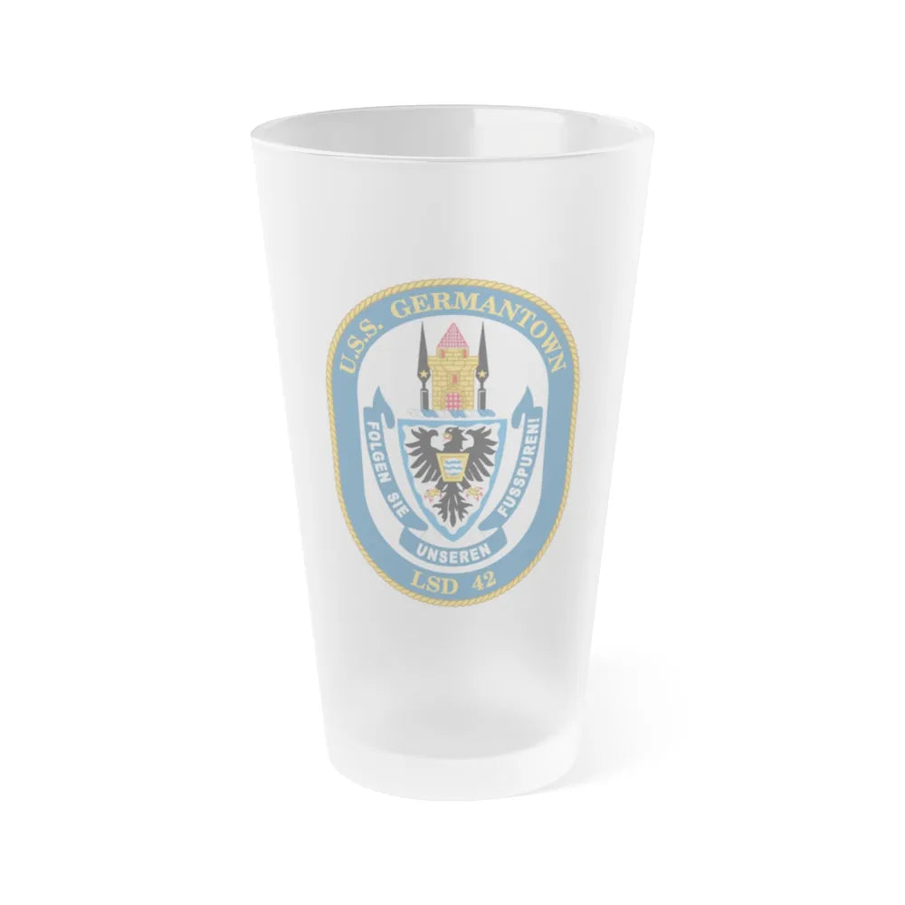 USS Germantown LSD 4 (U.S. Navy) Frosted Pint Glass 16oz-Go Mug Yourself