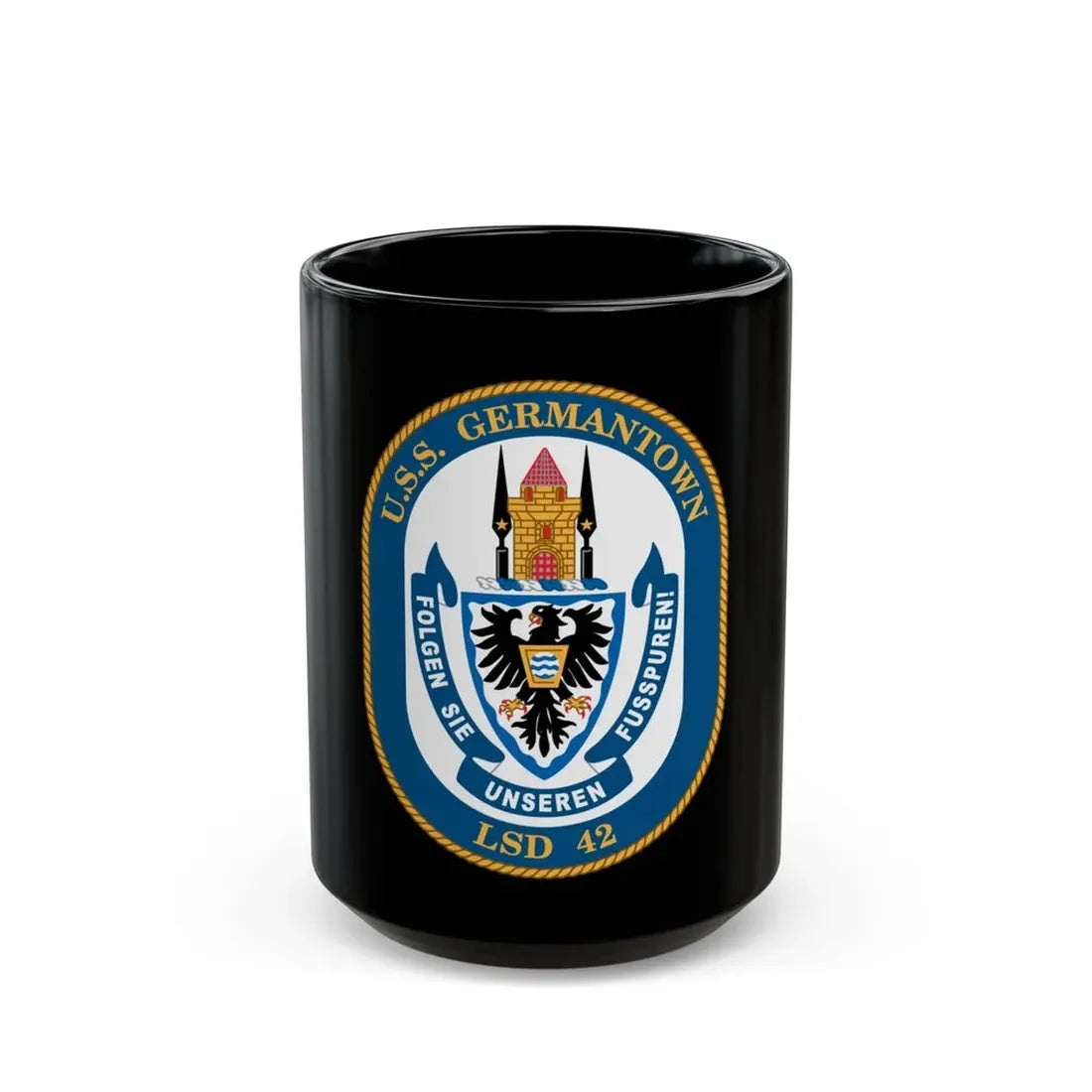 USS Germantown LSD 4 (U.S. Navy) Black Coffee Mug 15oz - Go Mug Yourself