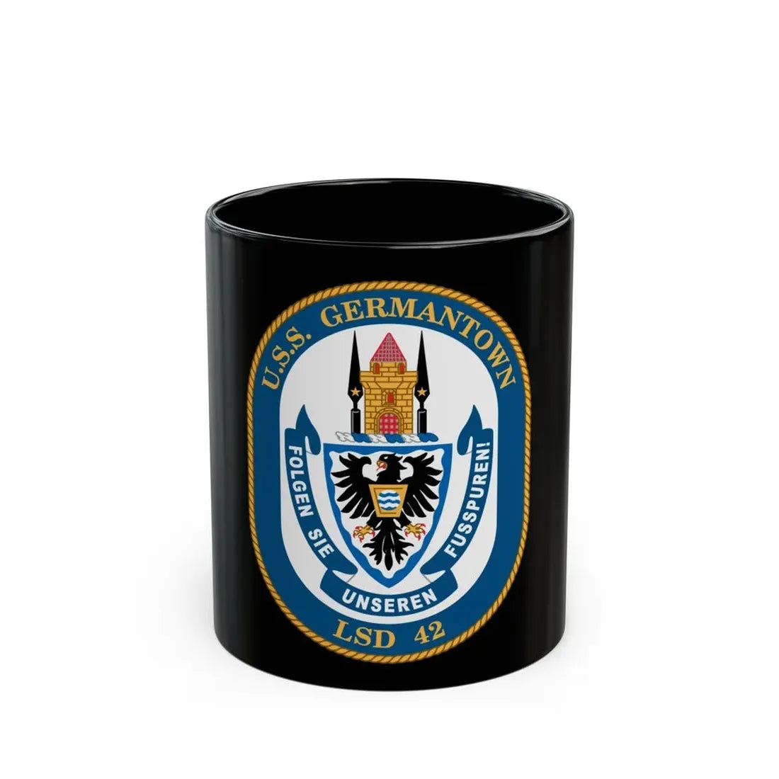 USS Germantown LSD 4 (U.S. Navy) Black Coffee Mug - Go Mug Yourself
