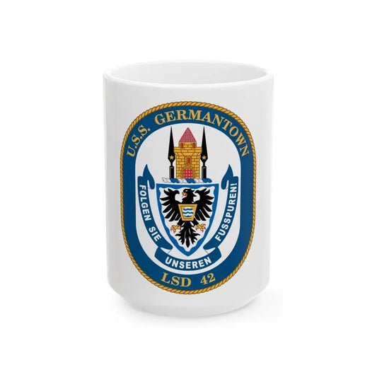 USS Germantown LSD 4 (U.S. Navy) White Coffee Mug 15oz - Go Mug Yourself
