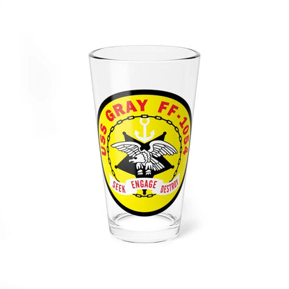 USS Gray FF 1054 Seek Engage Destry (U.S. Navy) Pint Glass 16oz-16oz-Go Mug Yourself