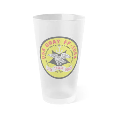 USS Gray FF 1054 Seek Engage Destry (U.S. Navy) Frosted Pint Glass 16oz Default Title - Go Mug Yourself