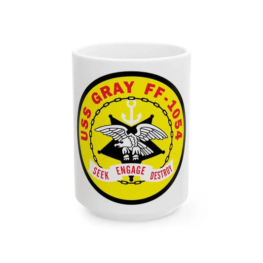 USS Gray FF 1054 Seek Engage Destry (U.S. Navy) White Coffee Mug 15oz - Go Mug Yourself