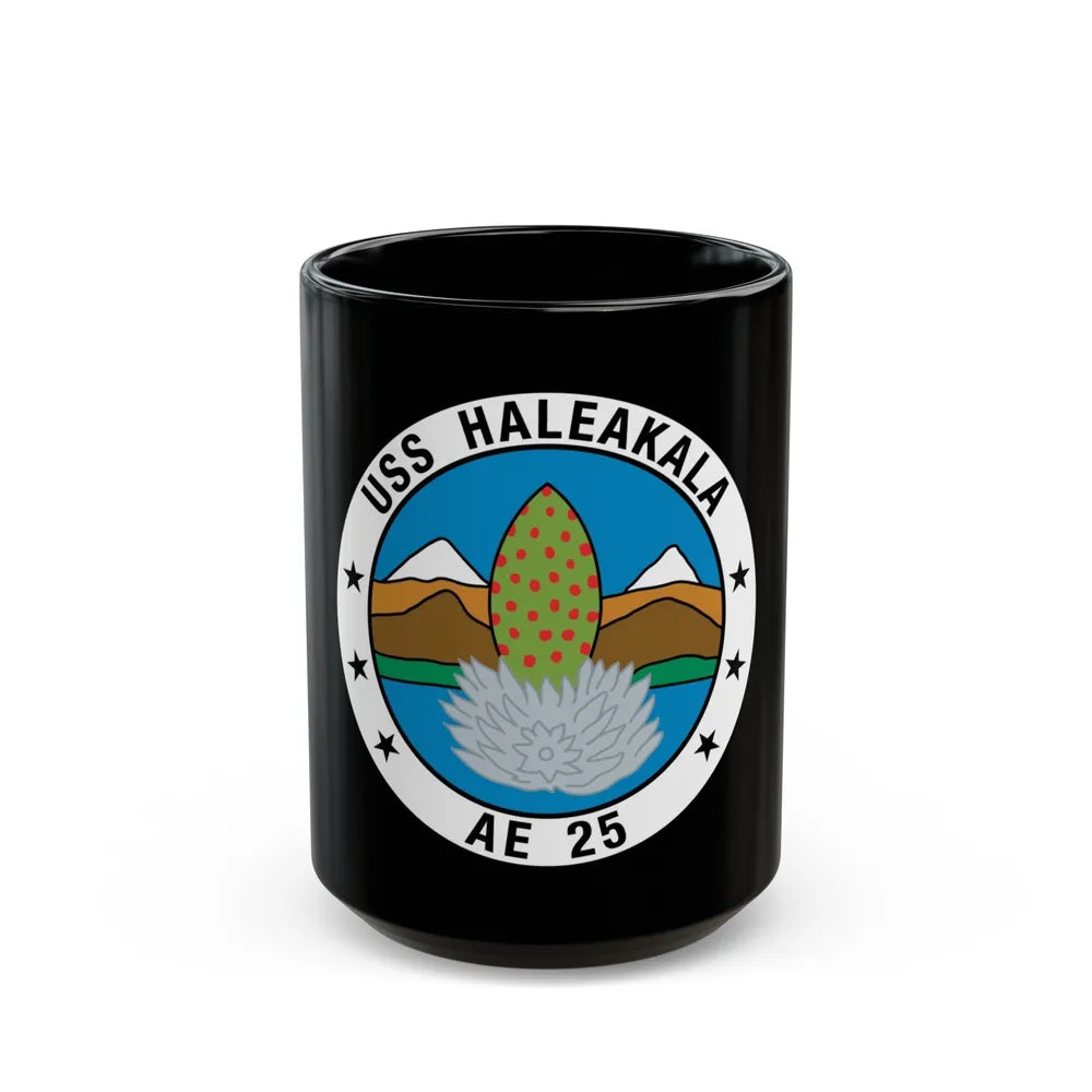 USS Haleakala AE 25 (U.S. Navy) Black Coffee Mug-15oz-Go Mug Yourself