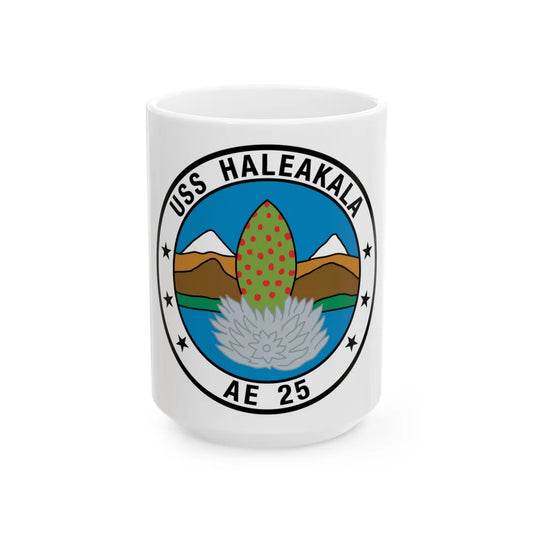 USS Haleakala AE 25 (U.S. Navy) White Coffee Mug-15oz-Go Mug Yourself