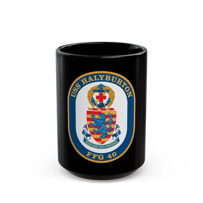 USS Halyburton FFG 40 (U.S. Navy) Black Coffee Mug-15oz-Go Mug Yourself